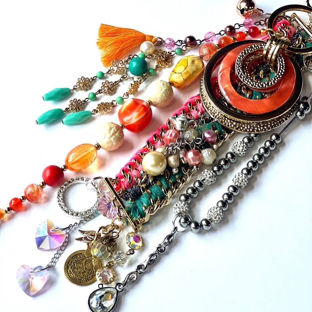 Unique Purse Bag Charm XL Vibrant Multi Colored Crystal & Rhinestone Purse Bling